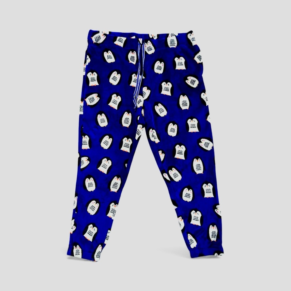 Joyspun Pajama Pants Super Soft Penguin Fleece Blue Women's XL 16-18 Pockets